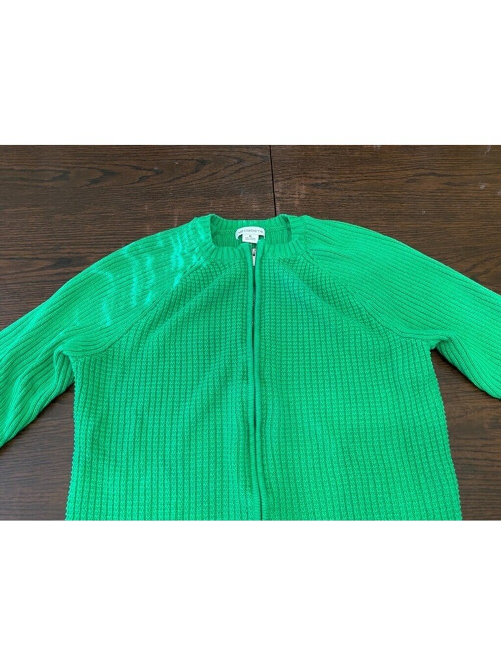 2 Vintage Liz Claiborne Sweaters Pullover Solid Green Stripe Large XL - Picture 16 of 16
